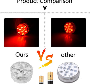 10 LED RGB Submersible Underwater Light for Pool, Garden, Wedding, Party, Aquarium, Vase, Bowl - Battery Operated