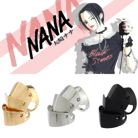 Anime Oosaki Nana Earring & Ring Set Punk Gothic Rock Cosplay Jewelry Finger Armor Rings