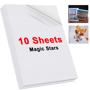 10 Sheets A4 Holographic Transparent Self-Adhesive Cold Laminating Film for Crafts and Photos - Stars & Dots Pattern
