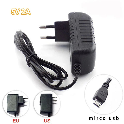 CCTV Micro USB 5V 2A Power Adapter Converter AC to DC 100-240V US/EU Plug