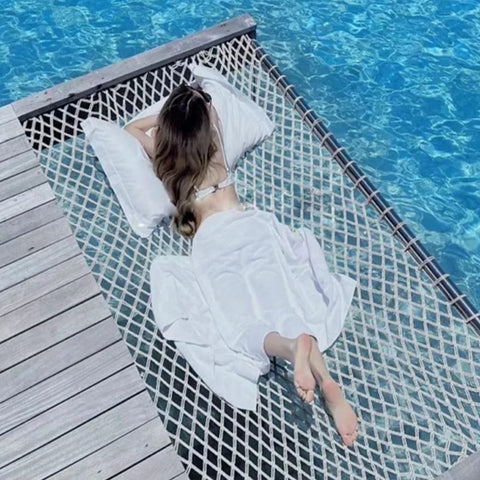 2-Layer 1mx2m Bear 300-400kg Custom Home Outdoor Camping Beach Knotless Rope Hammock Bed