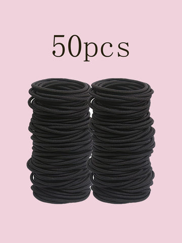 50/20pcs Black Elastic Hair Ties Rubber Bands Ponytail Holders Scrunchies Hair Accessories