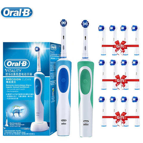 Electric Toothbrush Adult Rotation Clean 3D Whitening Rechargeable with Brush Heads