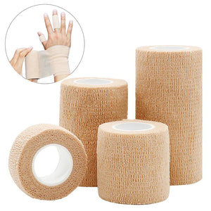 10 Rolls Elastic Breathable Self-Adhesive Bandage Tape for Sports, Finger, Wrist, Ankle, First Aid Wrap, Beige