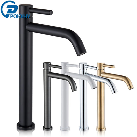 Black and Brushed Gold Bathroom Sink Faucet - Hot and Cold Water Mixer Tap for Washbasin