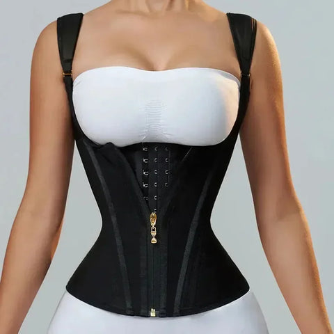 Colombian Body Shaper Vest for Women, Double Compression Waist Trainer Corset with Adjustable Zipper & Hook Closures