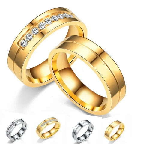 Gold-Color Stainless Steel Wedding Bands for Couples - Trendy Promise Rings for Men & Women