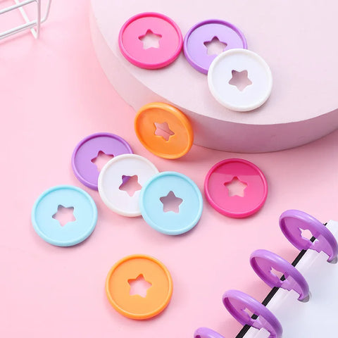 12pcs 35mm Mushroom Hole Notebook Binding Rings Loose-Leaf Plastic Star Discs for Discbound Notebook