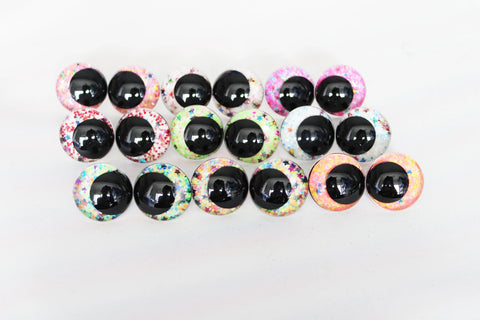 Doll Eyes Kit, 20pcs Glitter Eyes with Washers, 12-28mm for Crafts