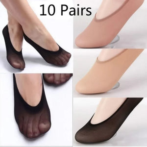 10 Pairs Women’s No Show Socks Invisible Liner Ballerina Boat Footies Thin Slippers Summer Transparent