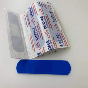 100pcs Blue Waterproof Metal Detectable Bandages for Food Service - Adhesive First Aid Plasters Wound Dressing