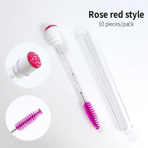 10-Pack Reusable Mascara Wands with Tubes & Case for Lash and Brow Grooming