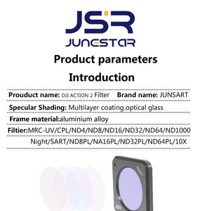Camera Lens Filters for DJI Osmo Action 2: Aluminum UV, CPL, ND, NDPL, Night Filters Accessories