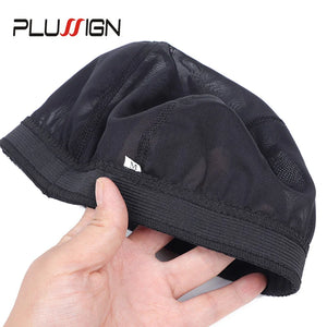 1 Piece Stretch Hairnet Mesh Dome Wig Cap Black Weaving with Elastic Band for Wig Making Sizes S M L