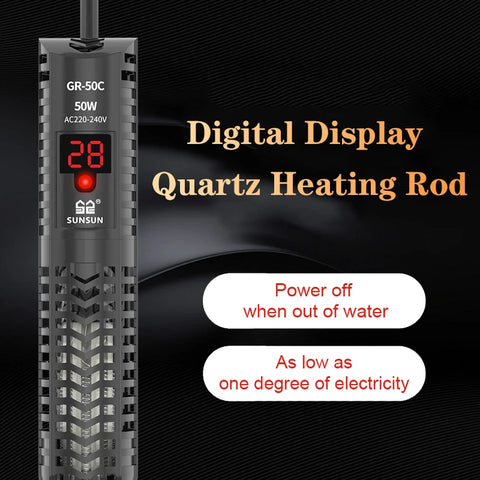 200W Adjustable Aquarium Heater with LCD Thermostat, Quartz, Submersible, 220V