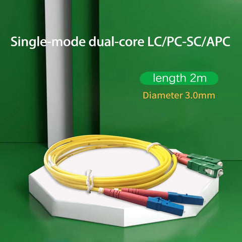 2m Single-mode Dual-core Fiber Optic Cable LC/UPC-SC/APC 3mm FTTH Optical Cable Connectors