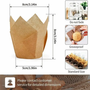 100-Pack Oilproof Brown Muffin Cupcake Baking Liners for Parties & Events