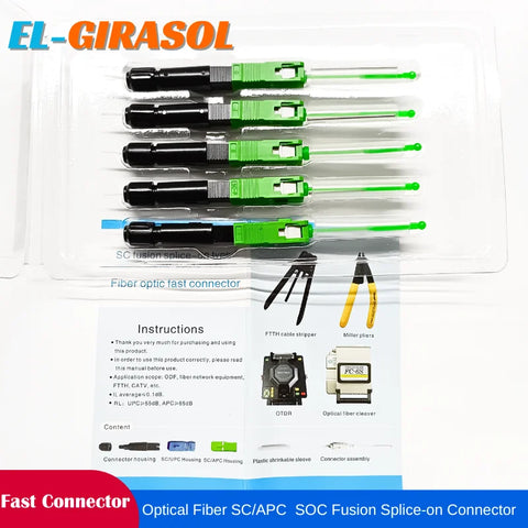 Fast SC/APC Fiber Optic Fusion Splice Connectors FTTH - 10-100pcs