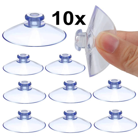 10-Pack Clear Suction Cup Hooks for Kitchen & Bathroom Storage (2-5cm)