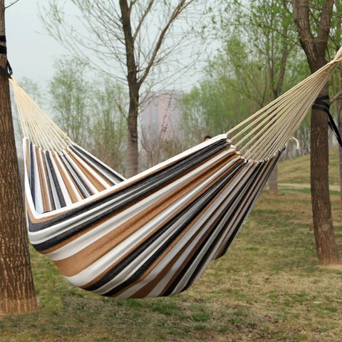 Creative Canvas Hammock: Outdoor & Indoor Use, Thick Striped Design, Ideal for Camping & Courtyard Relaxation