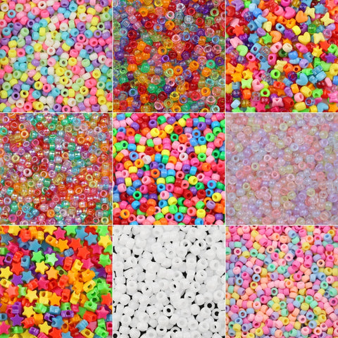 1000pcs Multi-colored Large Hole Pony Beads for Jewelry Making, DIY Crafts, Bracelets, Keychains Supplies