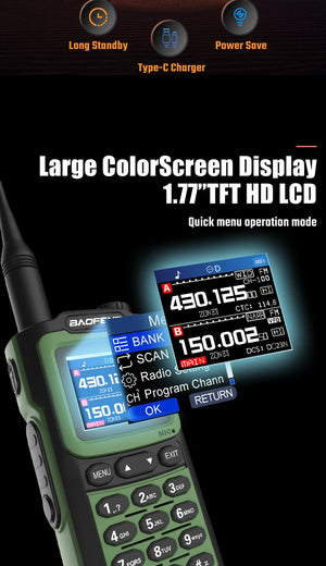 2025 Long Range Walkie Talkie 1000 Channel UHF VHF Ham Radio FM USB-C Charge Waterproof 2-Way Radio