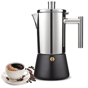 Italian Moka Espresso Maker Stainless Steel Coffee Pot for Gas or Induction Stove, Cuban Style Mocha Kettle