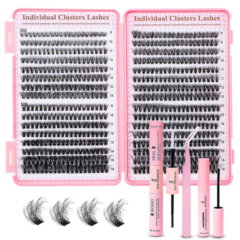 Eyelash Extension Kit - 640 Lashes, Glue, Sealant, Remover, Tweezers