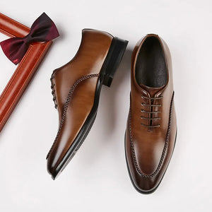 Men's 2025 Leather Dress Shoes, Breathable Classic Formal Oxfords for Office & Weddings
