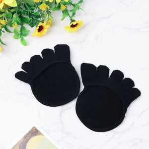 1 Pair Five-Finger Half Cotton Sweat-Absorbent Socks with Silicone Toe Pads for High Heels