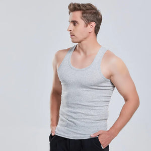 Men's Seamless Sleeveless 100% Cotton Undershirt, Large Size O-Neck, Soft Breathable Summer Singlet T-Shirt