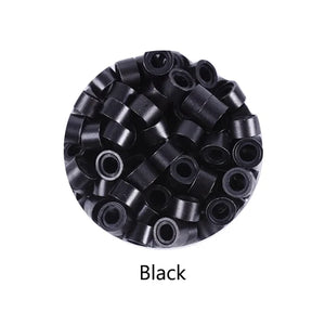 100pcs 5x3mm Silicone Lined Micro Crimp Beads for Hair Extensions Tools