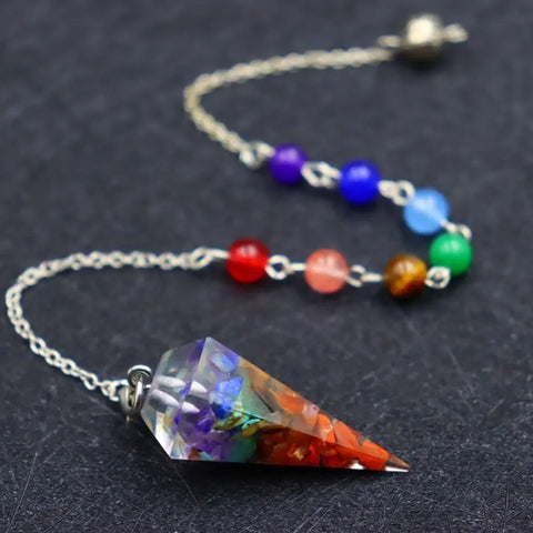 7 Chakra Crystal Pendulum - Healing Dowsing Divination Reiki Stone Jewelry