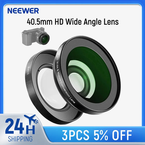 40.5mm HD Wide Angle & 10x Macro Lens for Sony ZV-1F, ZV-E10, A5000, A6000 - 2-in-1 Additional Lens Adapter