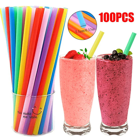 Eco-Friendly Bubble Tea Straws - 100 Count Colorful Disposable Pack for Parties