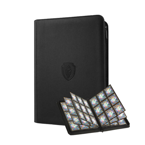 9-Pocket Card Binder with Zipper, PU Leather, 360-Card Holder, Side-Loading Trading Card Album