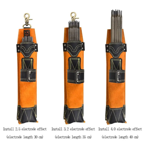 Durable Cowhide Welding Rod Storage Bag, Heat Resistant Electrode Holder with Hook