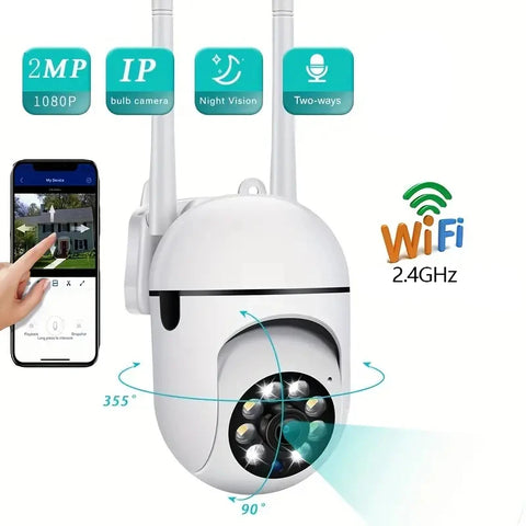 1080p Wireless Home Security Camera, 360° Smart Monitor, Night Vision, Remote Intercom, A7 HD Surveillance