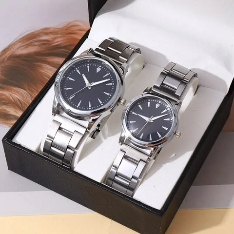 2pcs Couple's Watches: Men's Business & Women's Fashion Quartz Analog Set (No Box)
