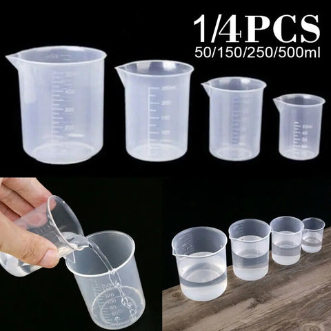Clear Plastic Measuring Cup with Spout - Graduated Laboratory Beaker for Kitchen & Baking Liquid Measurements