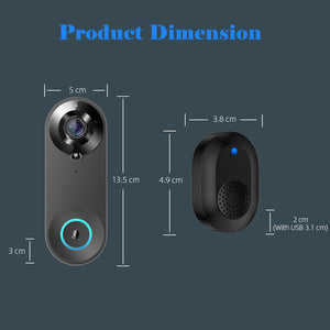 1080p Wireless Video Doorbell Camera, WiFi Smart Home Security, Motion Detect, Night Vision, Tuya Intercom