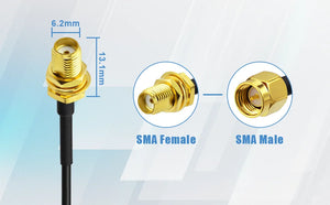 10cm RG174 Pigtail Cable SMA Female Bulkhead to TS-9 Male Right Angle RF Coaxial for Electronics