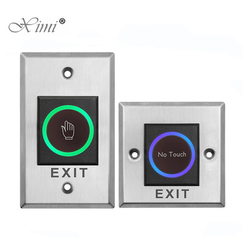 12/24V Infrared No Touch Exit Door Release Switch, Adjustable 5-15cm Sensor, Touchless Metal Button