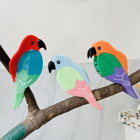 Colorful Parrot Cartoon Hair Claw Clip for Women - Cute Acetate Bird Shark Hair Accessories