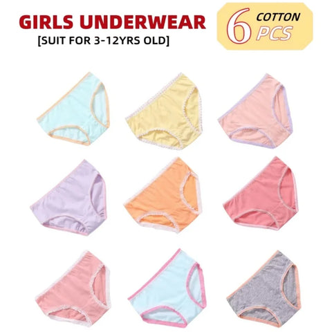 6-Pack Kids Cotton Briefs Underwear, Assorted Colors, Ages 1-12 Years