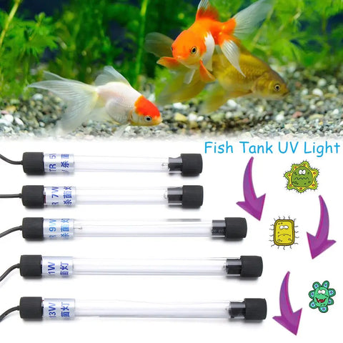 110v/220v Waterproof Germicidal UV Sterilizer Light for Aquarium - Submersible Ultraviolet Lamp Cleaner