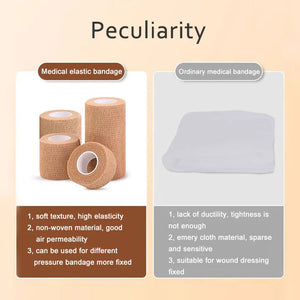 10 Rolls Elastic Breathable Self-Adhesive Bandage Tape for Sports, Finger, Wrist, Ankle, First Aid Wrap, Beige