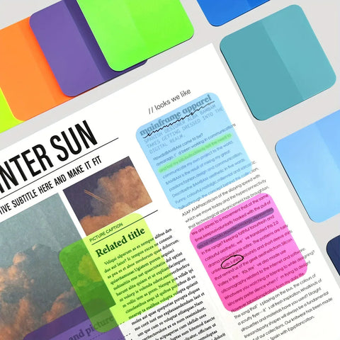 8-Color 160-Sheet Transparent Sticky Notes Pad Clear Waterproof Memo School Office Stationery Supplies