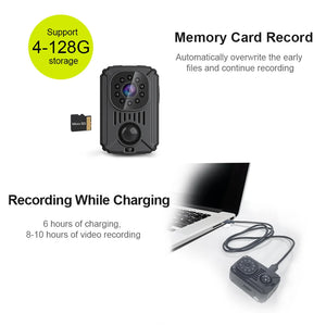 1080p Mini Body Camera with Night Vision, Portable Video Recorder, Worn Police Cam, Small DV Camcorder, 90-Day Standby