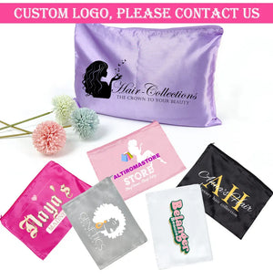 10 Satin Wig Bags for Hair Extensions, 35x25cm Silk Storage with Zipper
